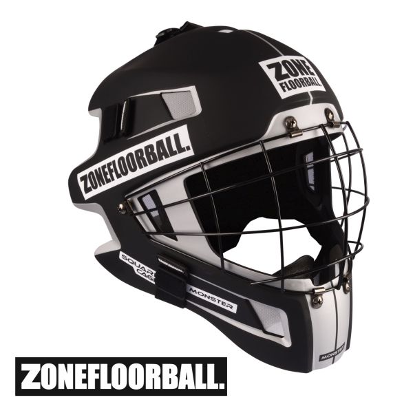Floorball Helm - Zone MONSTER SQUARE CAGE Maske schwarz/weiß
