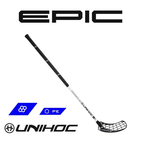 Floorballschläger - Unihoc EPIC Composite 26 schwarz weiß
