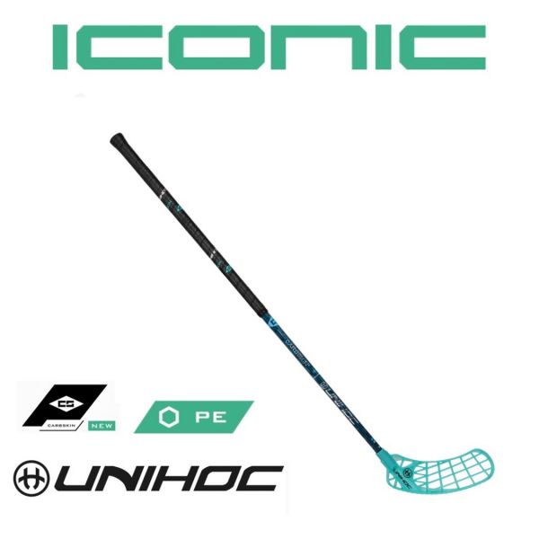 Unihoc Floorball Schläger ICONIC Carbskin 29 türkis