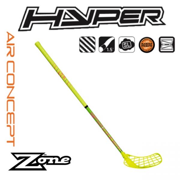 Floorball Schläger - Zone HYPER AIR Superlight Curve 1.5° 29 neon gelb