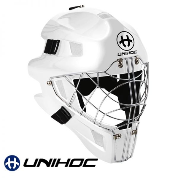 Floorball Maske Unihoc OPTIMA 66 Maske komplett weiß
