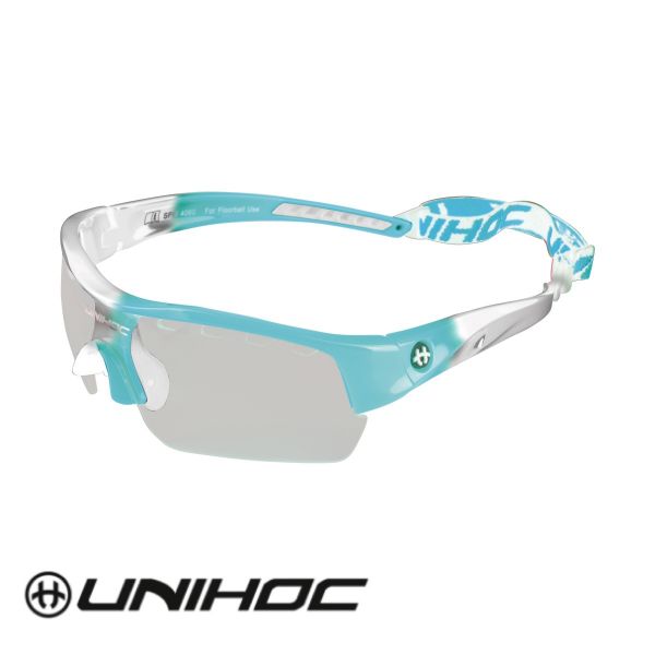 Floorball Brille für Kinder - Unihoc Victory Kids Türkis weiß