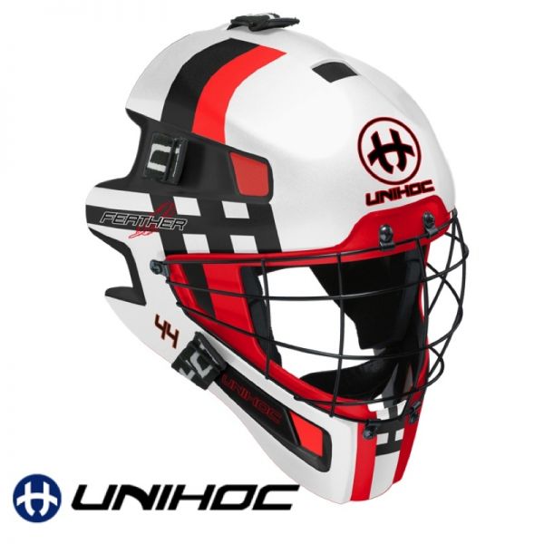 Unihoc FEATHER 44 Maske weiß/rot