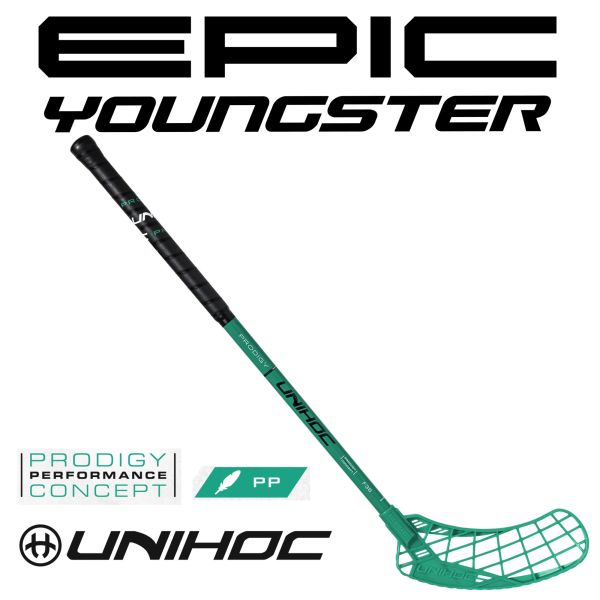 Floorball Kinderschläger - Unihoc EPIC Youngster PRODIGY FL 36 türkis.jpg