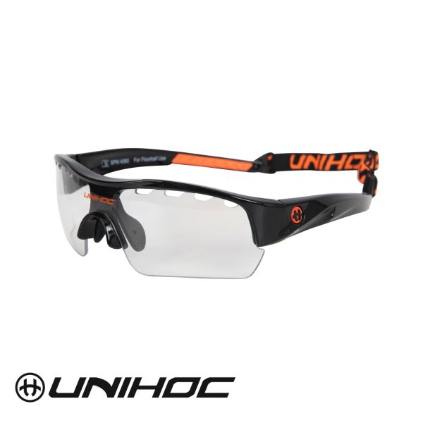 Unihoc Floorball Sportbrille VICTORY Junior schwarz neon orange
