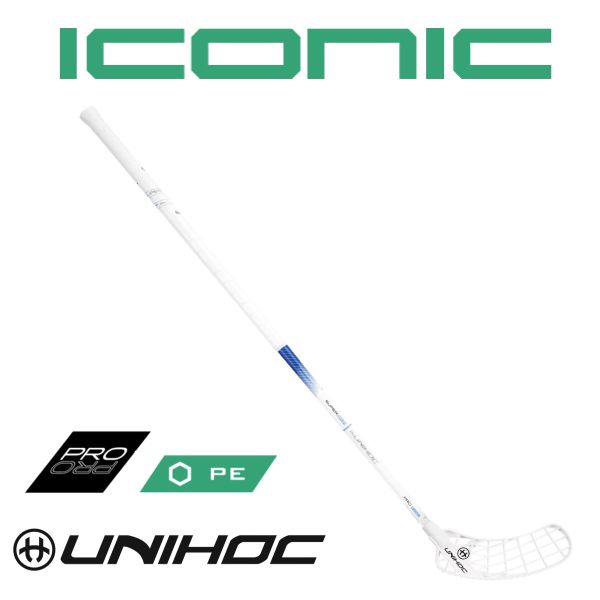 Floorball Schläger Unihoc ICONIC Superskin Pro 26 weiß/blau