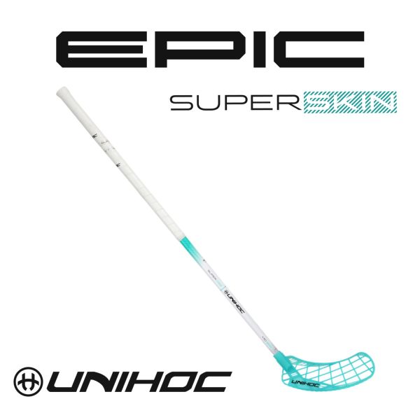 Floorballschläger - Unihoc EPIC Superskin MID 29 weiß/türkis