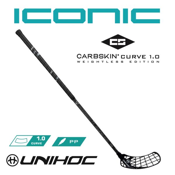 Floorballschläger Unihoc ICONIC CARBSKIN FeatherLight Curve 1.0° 29 schwarz