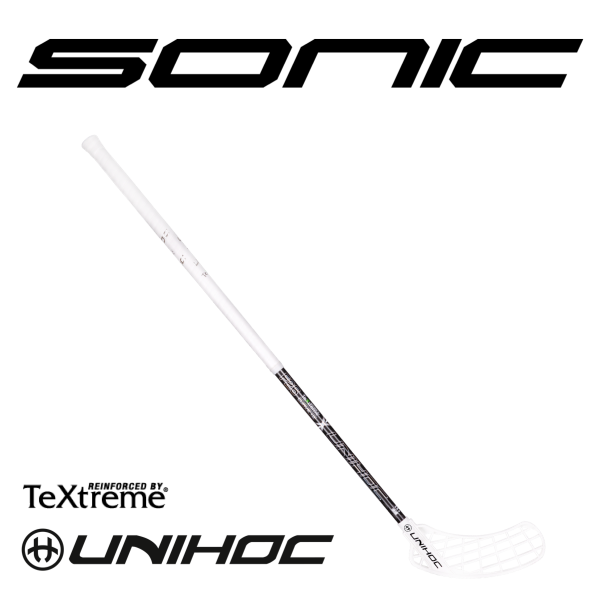 Floorball Schläger - Unihoc SONIC TEXTREME FeatherLight Curve 1.0° 26 weiß/schwarz