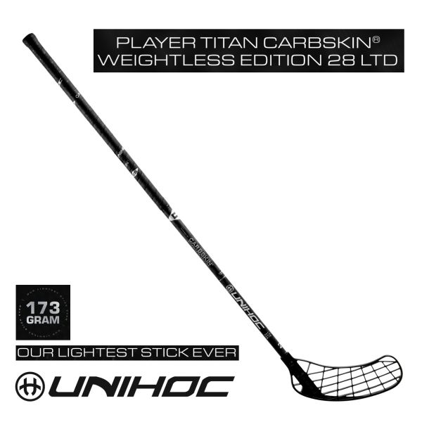 Floorballschläger - Unihoc PLAYER TITAN CARBSKIN 28 schwarz