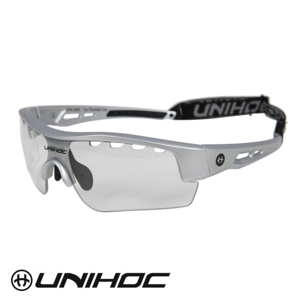 Floorball Brille - Unihoc Sportbrille VICTORY Senior silber/schwarz