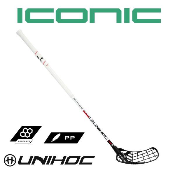 Floorball Schläger Unihoc ICONIC FeatherLight Composite 28 weiß/schwarz