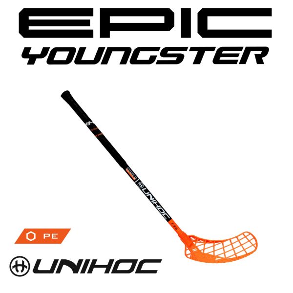 Floorball Kinderschläger - Unihoc EPIC Youngster Composite 36 schwarz/orange