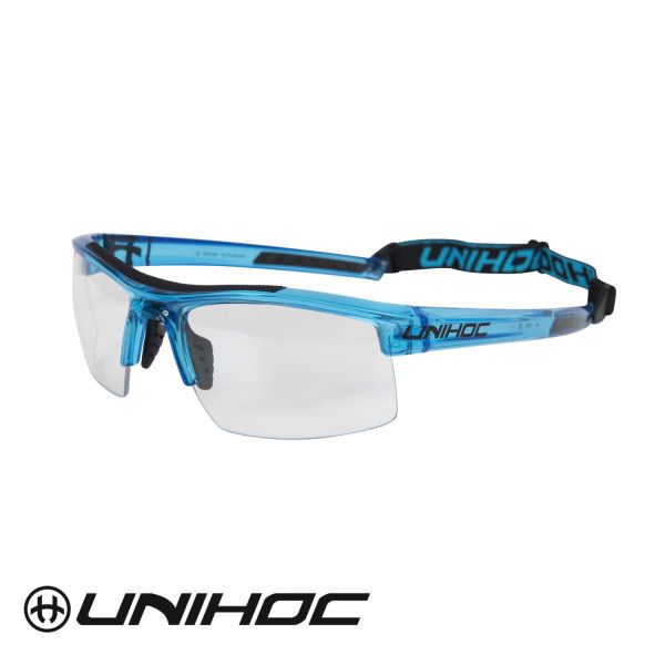 Unihoc Floorball Sportbrille ENERGY Junior kristallblau schwarz