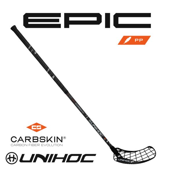 Floorball Schläger - Unihoc EPIC CARBSKIN FeatherLight 29 schwarz/orange