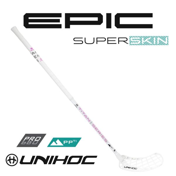 Floorballschläger Unihoc EPIC TITAN Superskin Pro 29 weiß/pink
