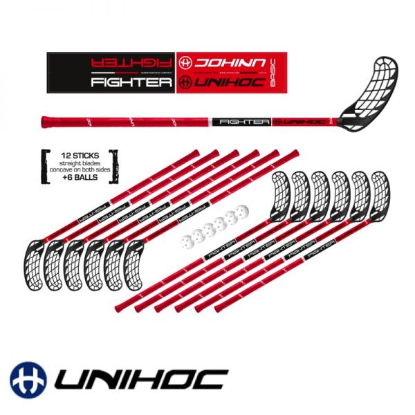 Floorball Schul-Set - Unihoc Fighter rot - Set