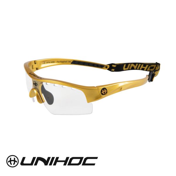 Floorball Sportbrille Unihoc VICTORY Kids gold/schwarz