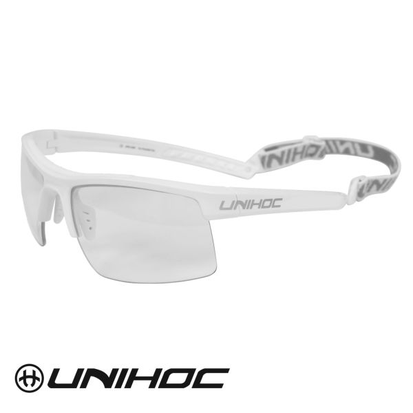 Floorball Schutzbrille - Unihoc Sportbrille ENERGY Senior weiß/silber