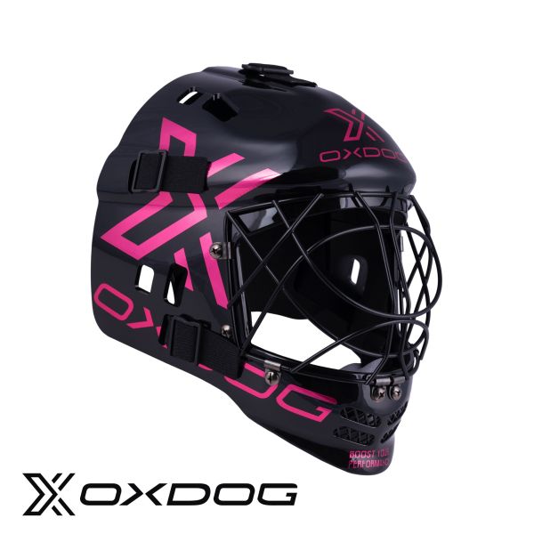 Floorball Torhüter Helm - Oxdog Maske XGUARD Junior schwarz/bleached red.jpg