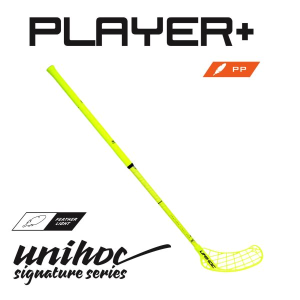 Floorball Schläger - Unihoc PLAYER+ Feather Light 26 neon gelb