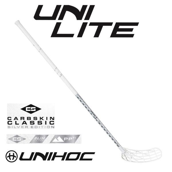 Floorballschläger - Unihoc UNILITE CARBSKIN TI SLIM 26 silber.jpg