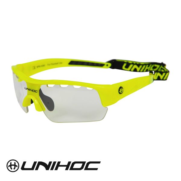 Floorball Schutzbrille - Unihoc Sportbrille VICTORY Junior neon gelb