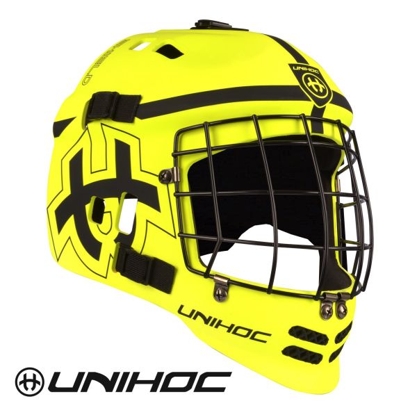 Floorball Torhüter Helm - Unihoc Shield schwarz gelb