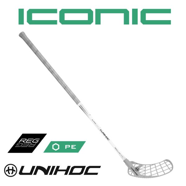 Floorball Schläger Unihoc ICONIC Superskin Regular 24 weiß/silber