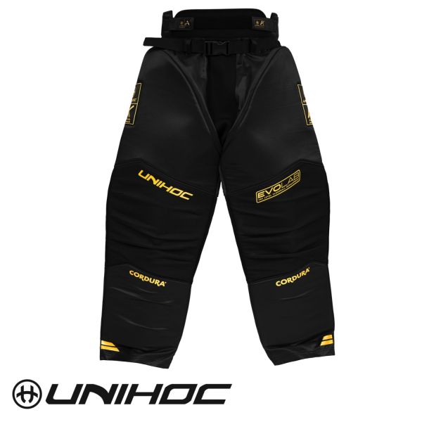 Floorball Torhüter Hose Alpha schwarz gold.jpg