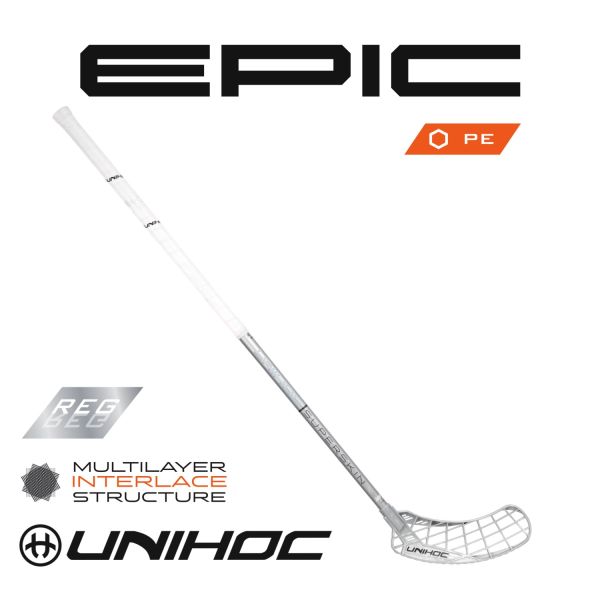 Floorballschläger - Unihoc EPIC Superskin Regular 26 silber