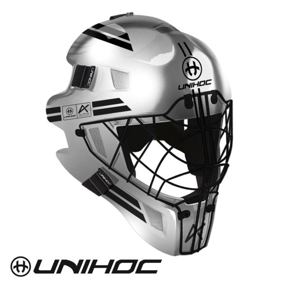 Floorball Helm - Unihoc Alpha 66 silber