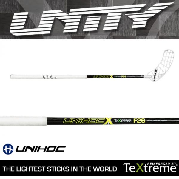 Floorball Schläger Unihoc UNITY TEXTREME 26 weiß / neon gelb