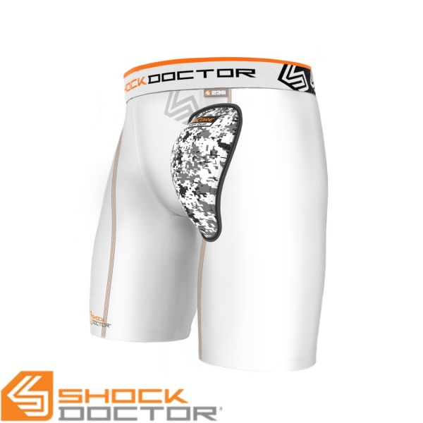 SHOCK DOCTOR AIRCORE Compression Short mit Suspensorium weiß