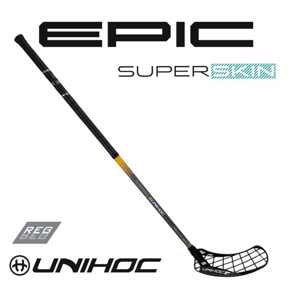 Floorballschläger Unihoc EPIC Superskin Regular 26 schwarz/gold