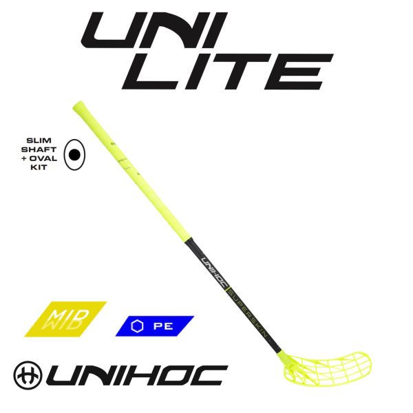 Floorball Schläger - Unihoc UNILITE Superskin MID 29 oval gelb