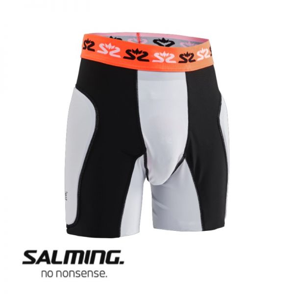 Salming Floorball Torhütershorts E-SERIES weiß/orange