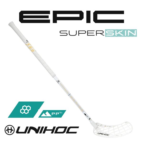 Floorballschläger - Unihoc EPIC TITAN Composite 30 weiß/gold