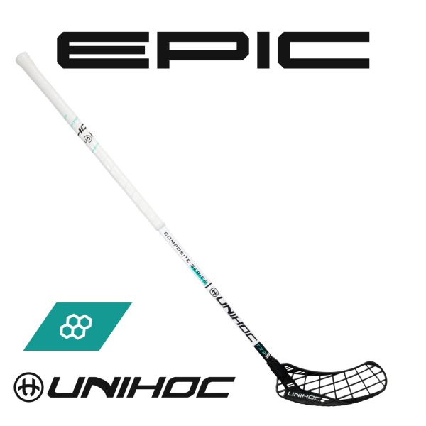 Floorball Schläger - Unihoc EPIC Composite 29 weiß/türkis
