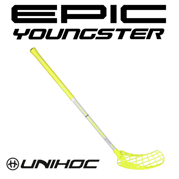 Kinder Floorball Schläger - Unihoc EPIC Youngster 36 neon gelb/weiß