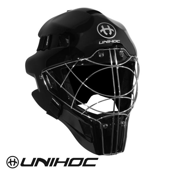 Floorball Torhüter Maske Unihoc OPTIMA 66 Maske komplett schwarz