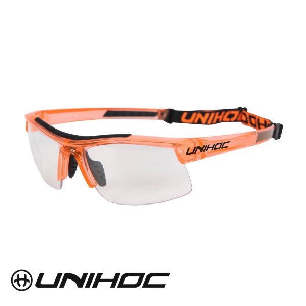 Floorball Sportbrille Unihoc ENERGY Kids kirstallorange schwarz